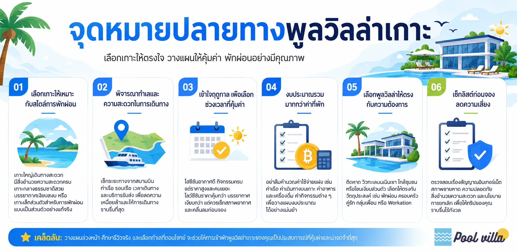 พูลวิลล่าบนเกาะในไทย จุดหมายพักผ่อนสุดคุ้ม พร้อมคู่มือที่ดี