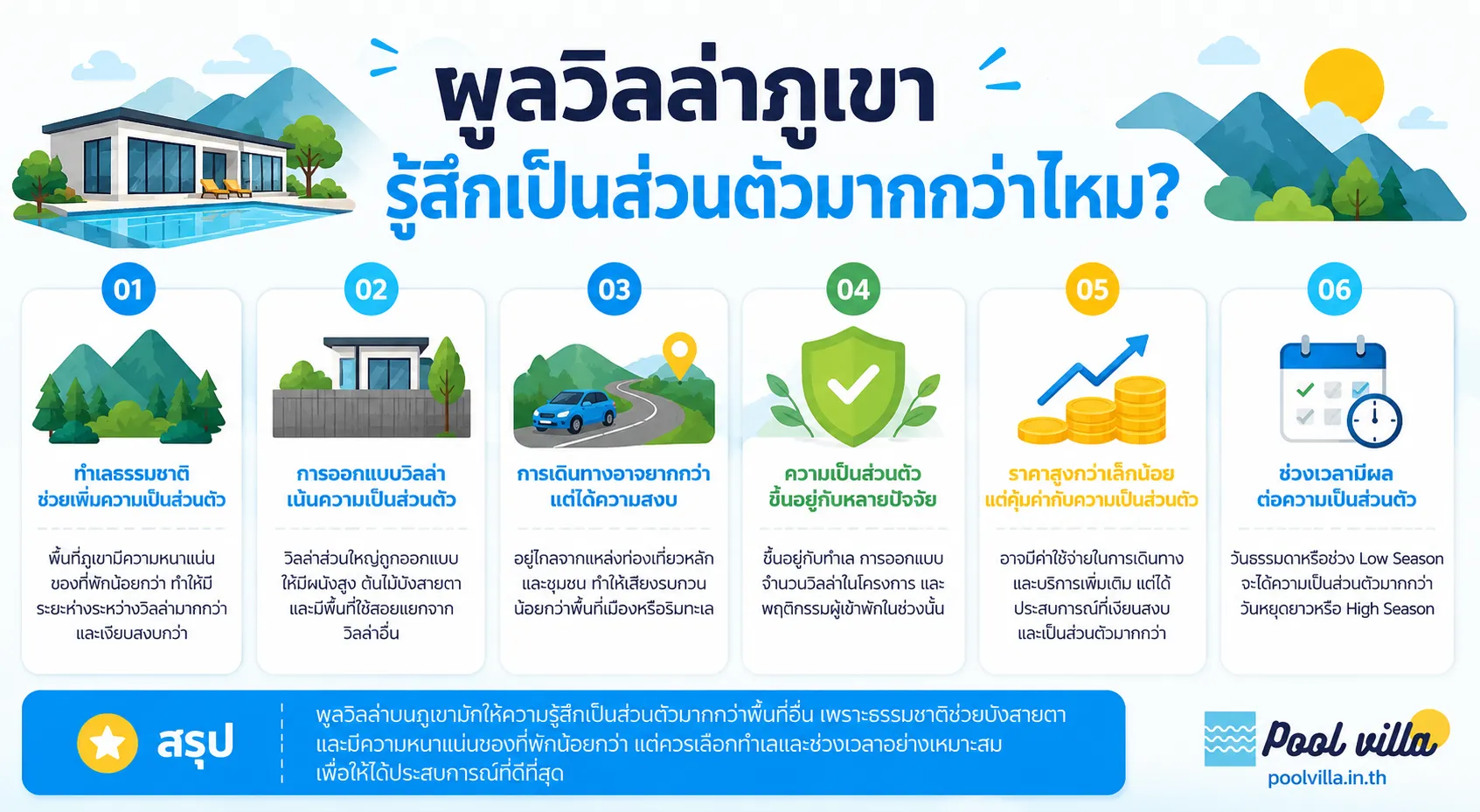 พูลวิลล่าวิวภูเขา ความเป็นส่วนตัว |คู่มือเชิงลึกที่คนมองข้าม