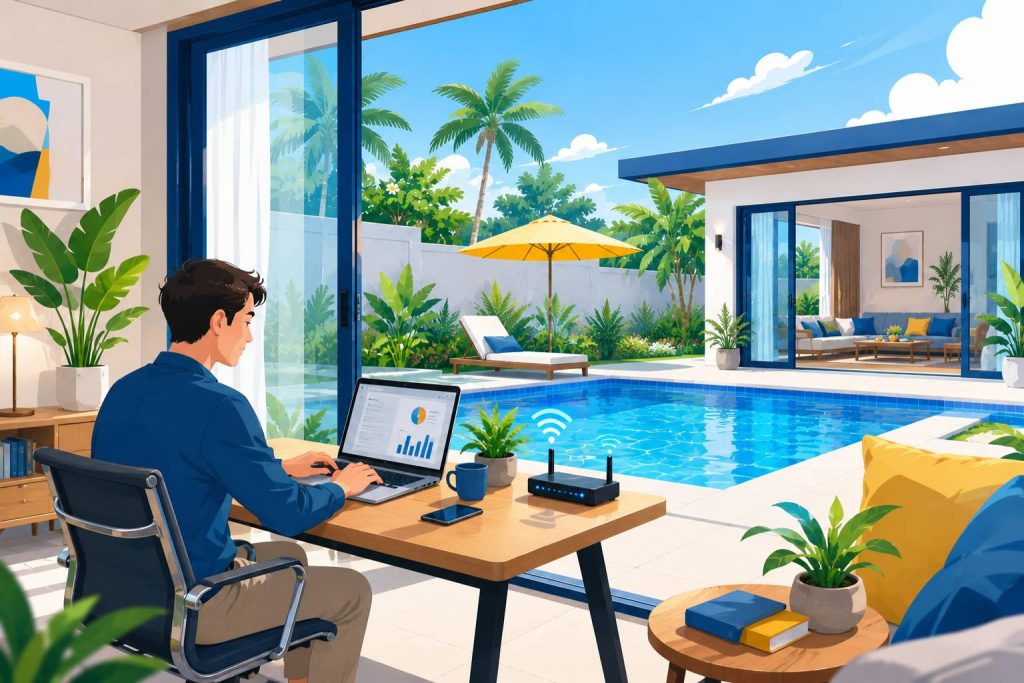 พูลวิลล่าสำหรับผู้เข้าพักแต่ละกลุ่มที่เหมาะกับ Workation และ Digital Nomad พร้อมมุมทำงานและบรรยากาศพักผ่อน