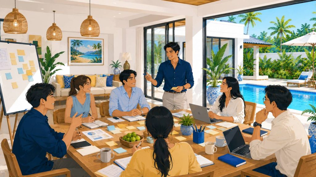 กิจกรรมรีทรีตองค์กรในพูลวิลล่า สำหรับประชุมและเวิร์กช็อปทีม