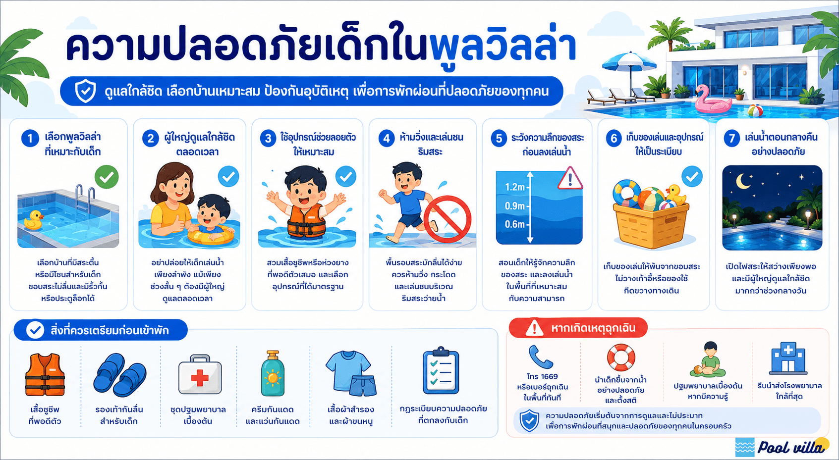 ความปลอดภัยเด็กในพูลวิลล่า วิธีป้องกันอุบัติเหตุใกล้สระ