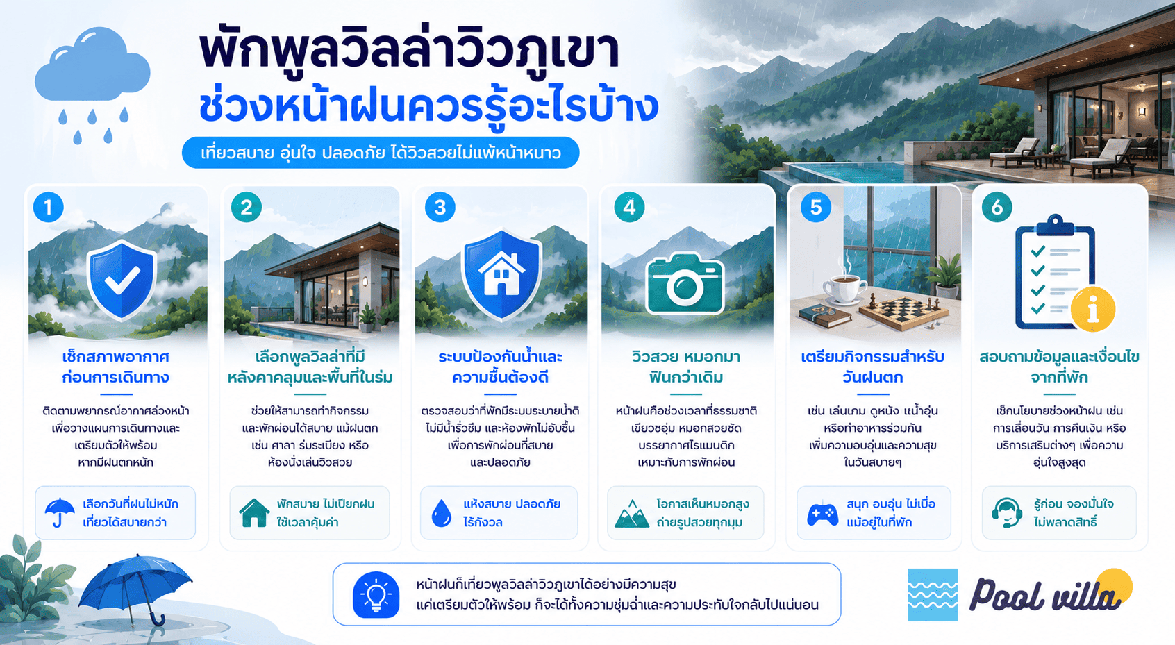 พูลวิลล่าวิวภูเขา หน้าฝน ดีไหม? คู่มือสำคัญก่อนจองที่พัก