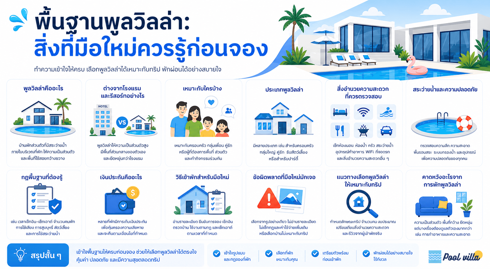 พื้นฐานพูลวิลล่า- สิ่งที่มือใหม่ควรรู้ก่อนจอง
