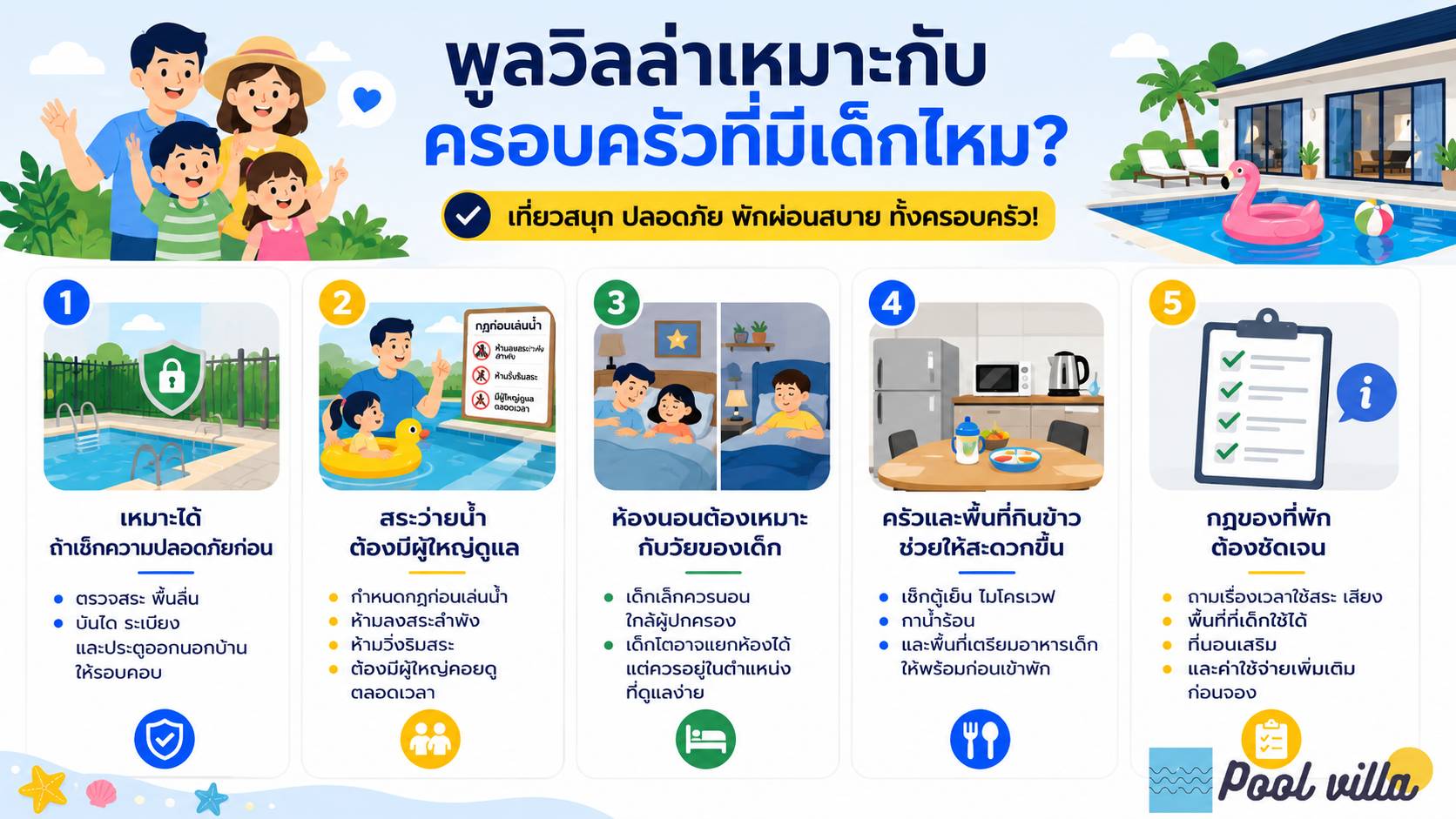 พูลวิลล่าเหมาะกับครอบครัวที่มีเด็กไหม / พูลวิลล่าเหมาะกับเด็กไหม