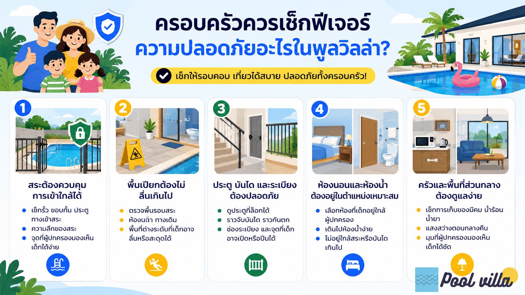 ฟีเจอร์ความปลอดภัยในพูลวิลล่าสำหรับครอบครัว ควรเช็กอะไรบ้าง