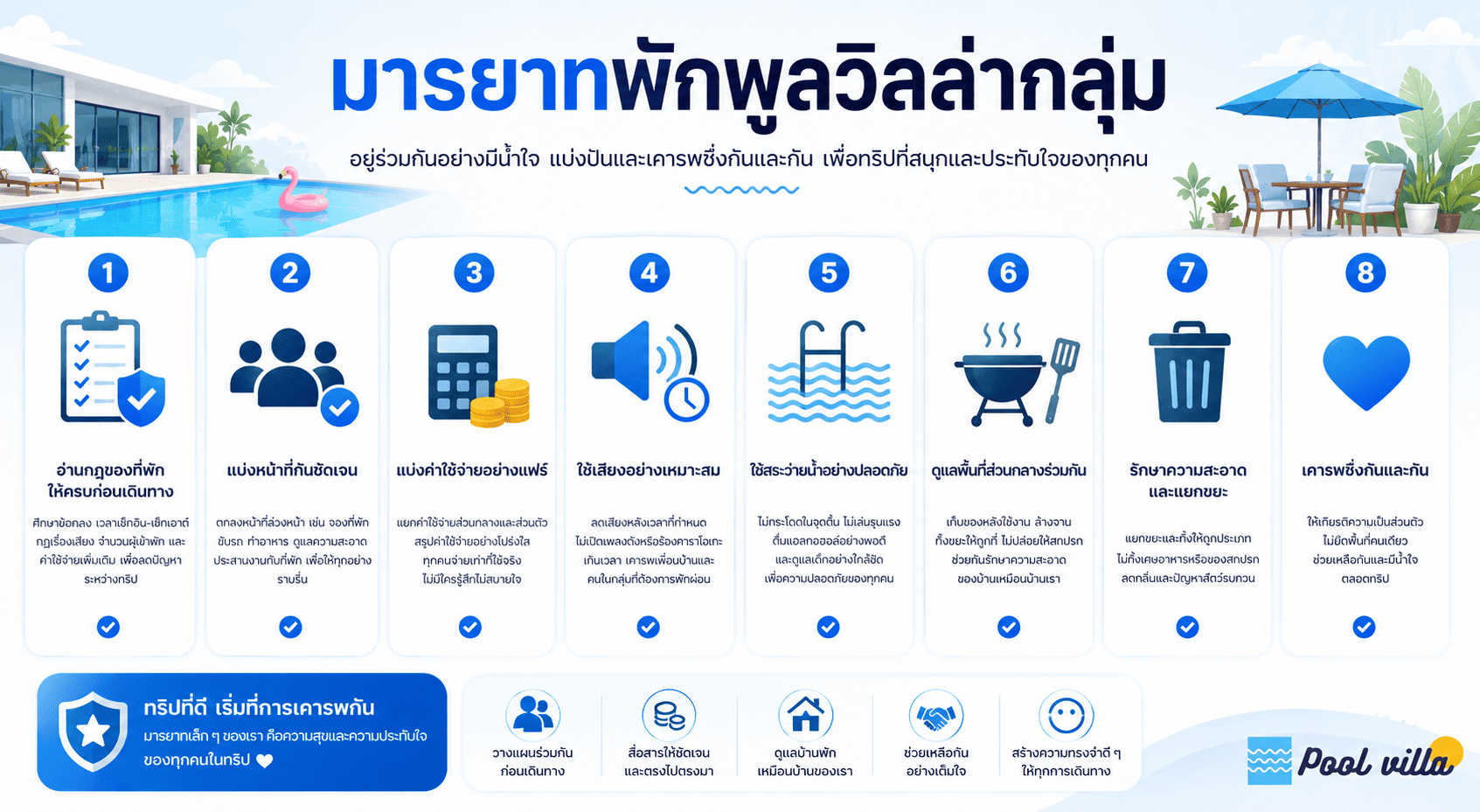 มารยาทพักพูลวิลล่าแบบกลุ่ม แบ่งหน้าที่และค่าใช้จ่ายอย่างไร