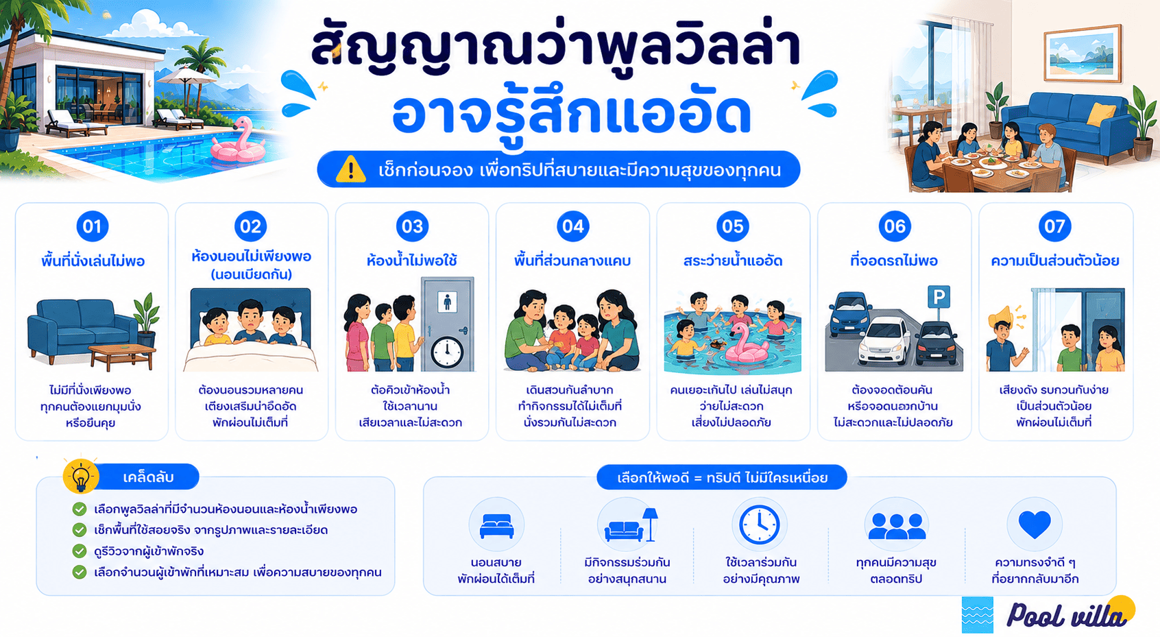 สัญญาณว่าพูลวิลล่าแออัดเกินไป ที่ควรเช็กก่อนจองให้มั่นใจ